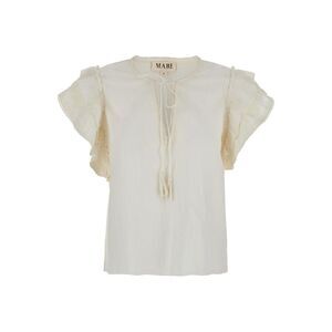 Mabe Women White Top With V-Neck On The Front And Knot Closure In Fabric Woman